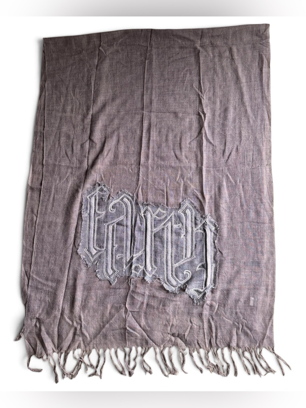Fiori Di Firenze Wool Blanket Scarf Shawl Gray Faith Earth Ambigram Italy Gothic